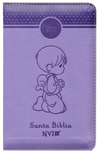 Cargue la imagen en el visor de la galería, Santa Biblia Precious Moments NVI Angelitos, Cierre Zíper morada
