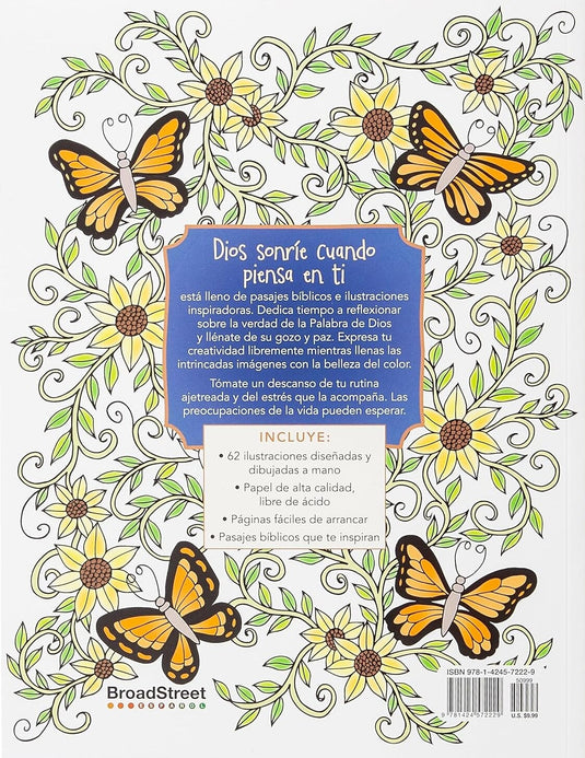 Dios sonríe cuando piensa en ti: Libro para colorear
