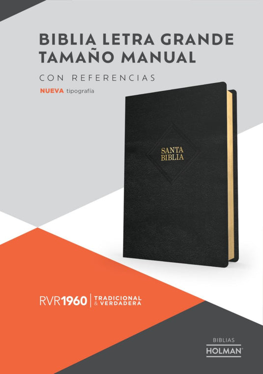 Biblia RVR 1960, Letra Grande, Tamaño manual, piel fabricada negro (edición 2023)