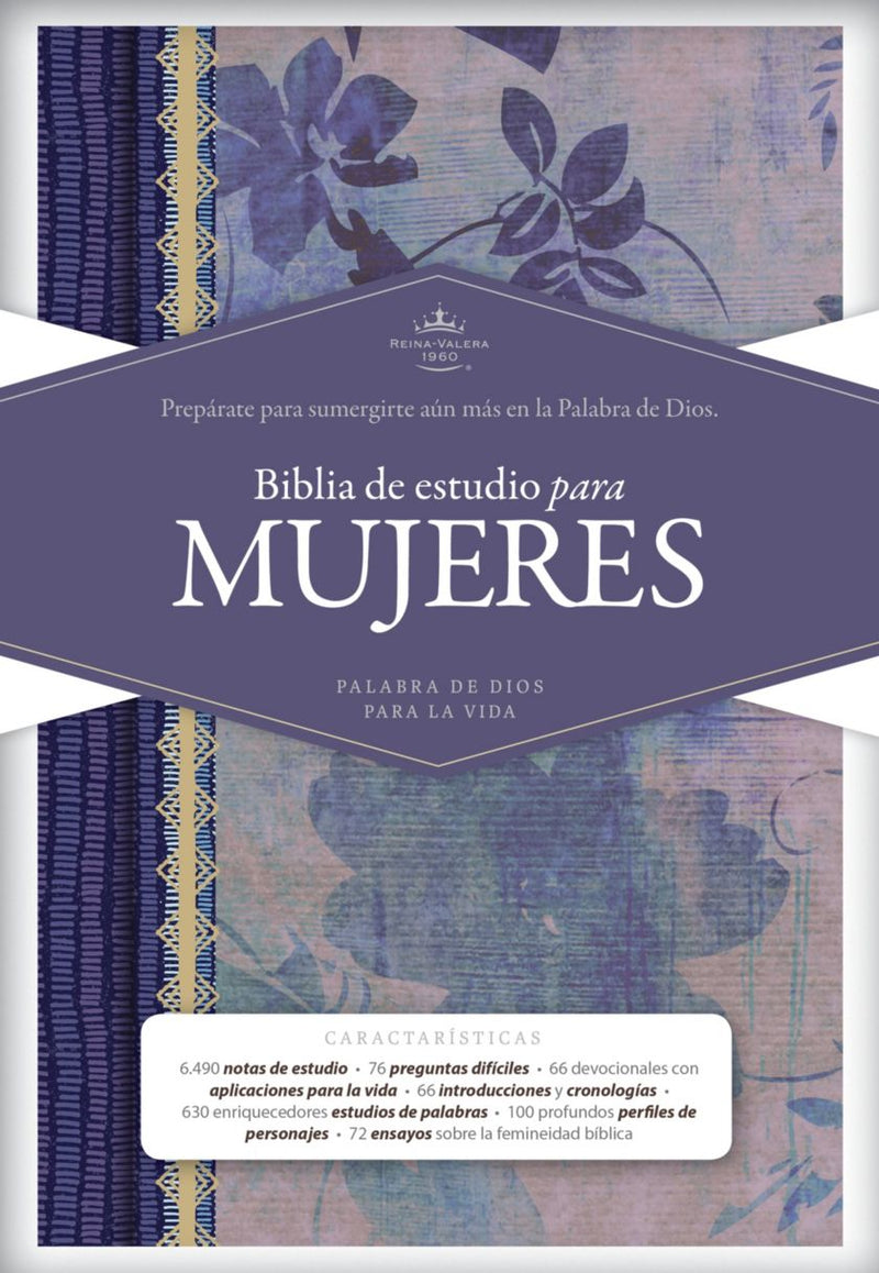 Cargue la imagen en el visor de la galería, Biblia de Estudio para Mujeres RVR 1960, tela impresa azul floreado
