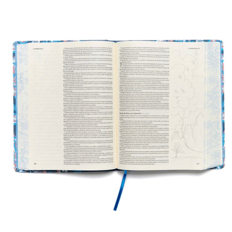 Cargue la imagen en el visor de la galería, Biblia de apuntes RVR 1960, edición ilustrada, tela en rosado y azul
