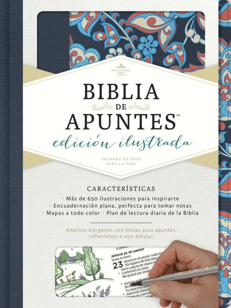 Cargue la imagen en el visor de la galería, Biblia de apuntes RVR 1960, edición ilustrada, tela en rosado y azul
