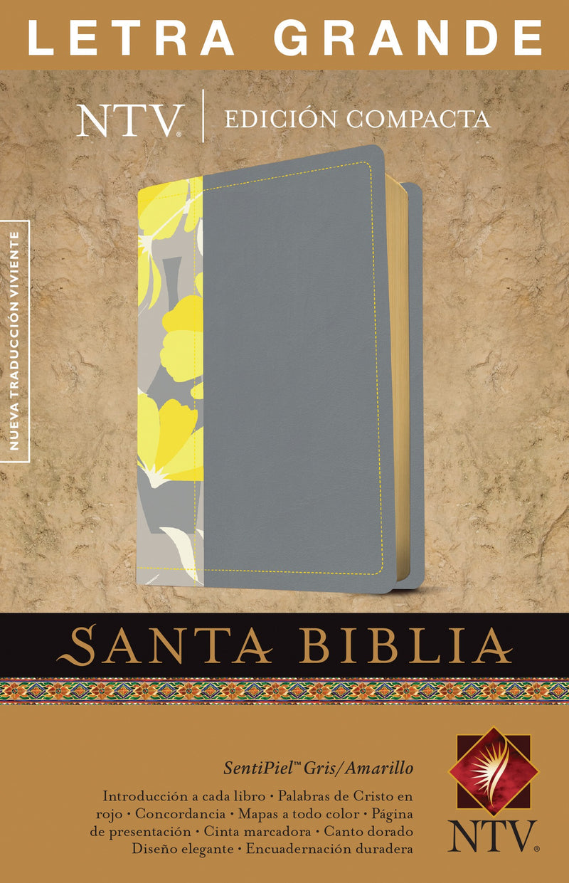 Cargue la imagen en el visor de la galería, Santa Biblia NTV, Letra Grande, Edición Compacta, SentiPiel Gris/Amarillo
