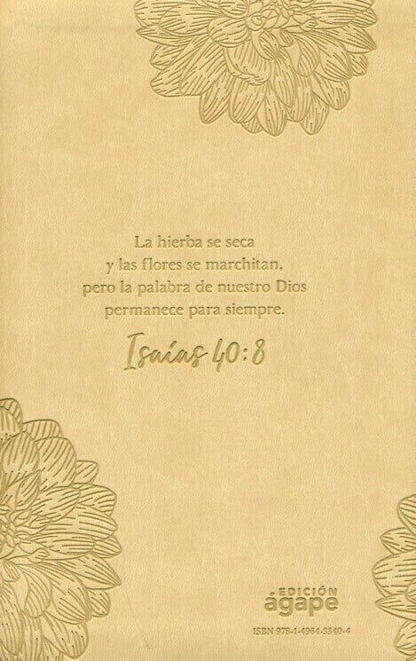Santa Biblia NTV, Edición ágape, SentiPiel,  Flor Beige