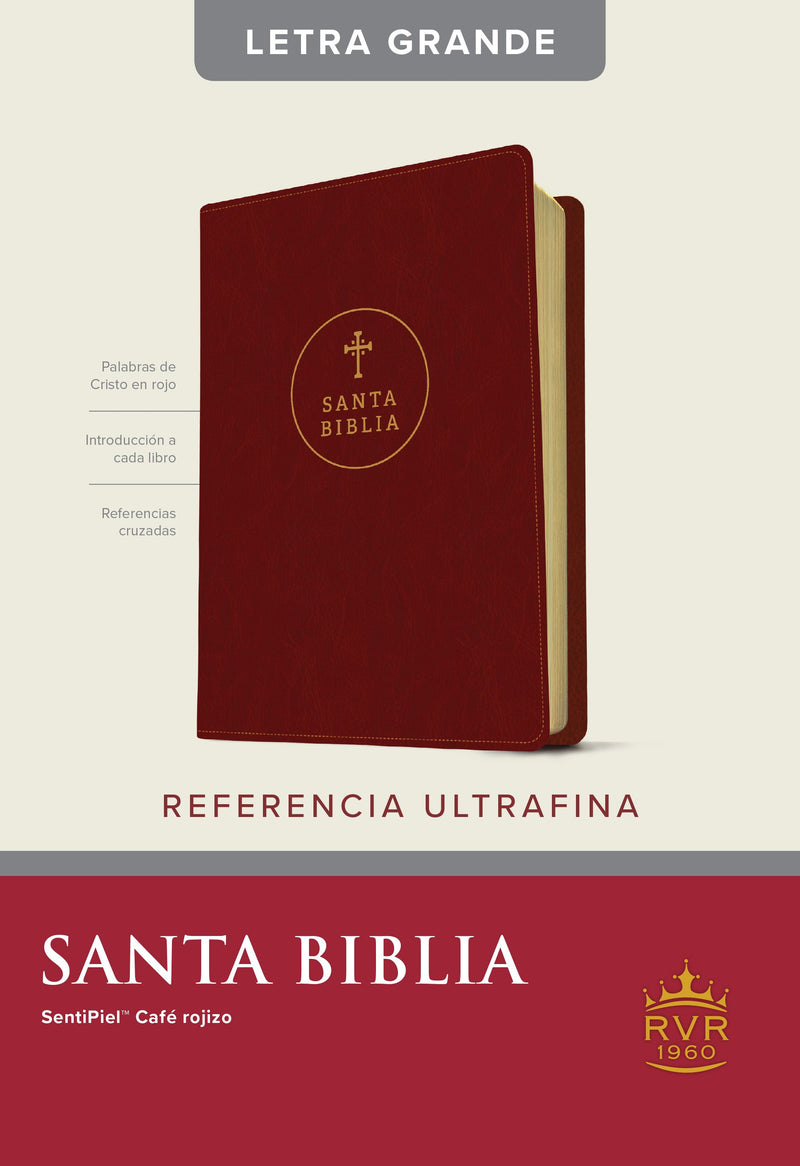 Cargue la imagen en el visor de la galería, Biblia RVR 1960, Ultrafina,  Letra Grande, Sentipiel rojiza cruz
