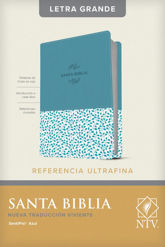 Biblia NTV, Ultrafina, con índice, Letra Grande, Sentipiel azul