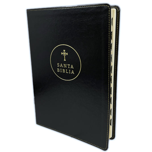 Biblia RVR 1960, Ultrafina, con índice, Letra Grande, Sentipiel negro Cruz