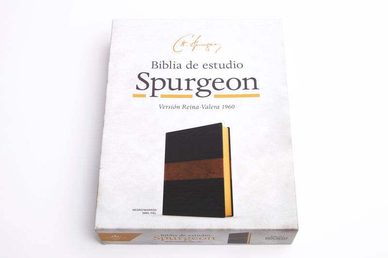 Cargue la imagen en el visor de la galería, Biblia de estudio Spurgeon RVR 1960, símil piel negro/marrón
