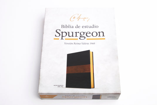 Biblia de estudio Spurgeon RVR 1960, símil piel negro/marrón