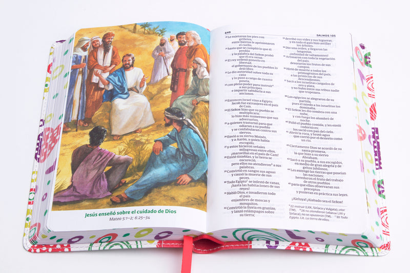 Cargue la imagen en el visor de la galería, Biblia Luz En Mi Camino Corazones NVI Multicolor, imitación piel corazones
