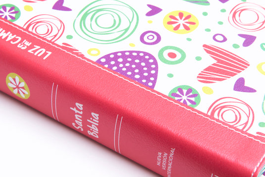 Biblia Luz En Mi Camino Corazones NVI Multicolor, imitación piel corazones