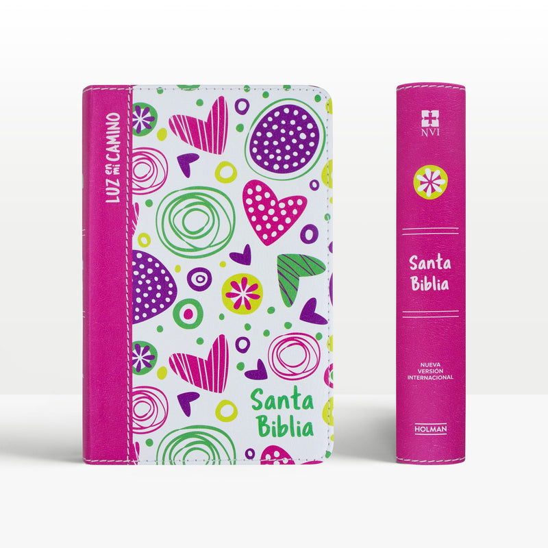 Cargue la imagen en el visor de la galería, Biblia Luz En Mi Camino Corazones NVI Multicolor, imitación piel corazones
