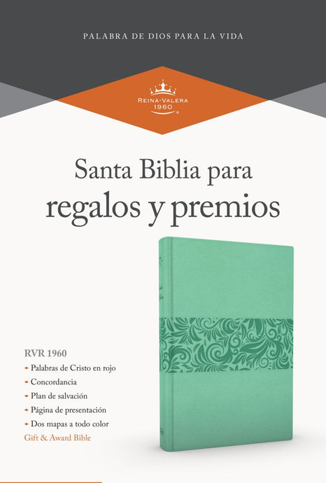 Santa Biblia RVR 1960 para regalos y premios, Símil piel turquesa