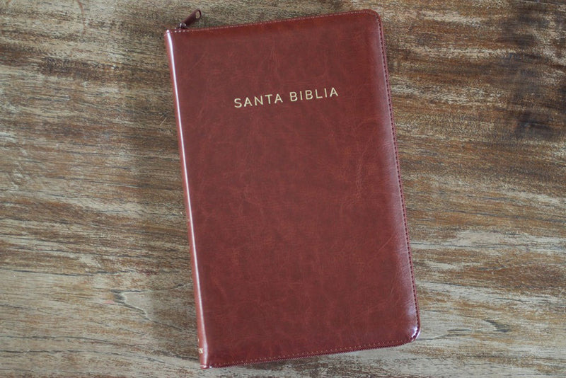 Cargue la imagen en el visor de la galería, Biblia ultrafina RVR 1960, Tamaño Manual, Cierre zíper, Letra Grande, símil piel café
