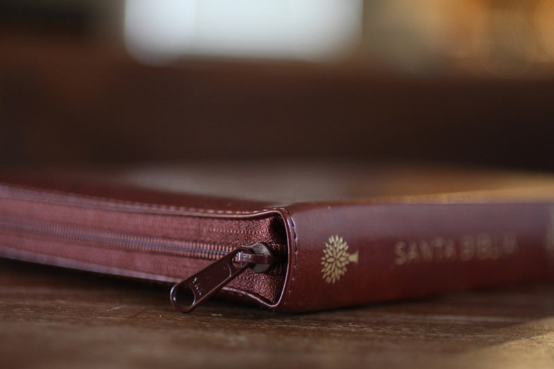 Cargue la imagen en el visor de la galería, Biblia ultrafina RVR 1960, Tamaño Manual, Cierre zíper, Letra Grande, símil piel café
