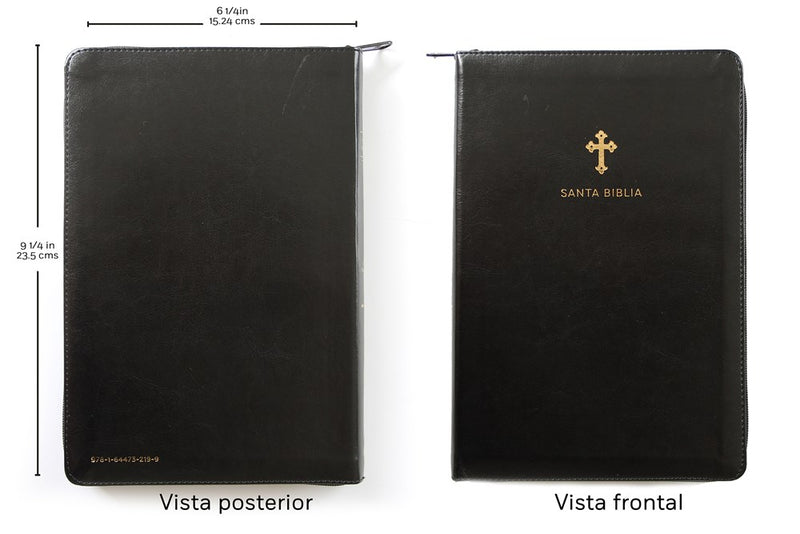Cargue la imagen en el visor de la galería, Biblia RVR 1960, Letra Grande, Cierre zíper, imitación piel negra
