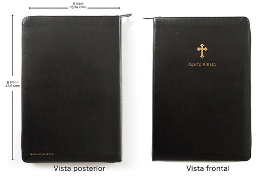 Biblia RVR 1960, Letra Grande, Cierre zíper, imitación piel negra