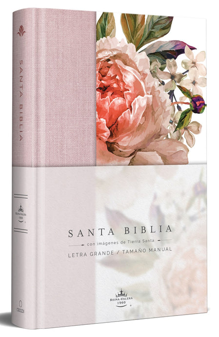 Biblia RVR 1960, Letra Grande, Tamaño Manual, Tapa dura/ tela rosada con flores