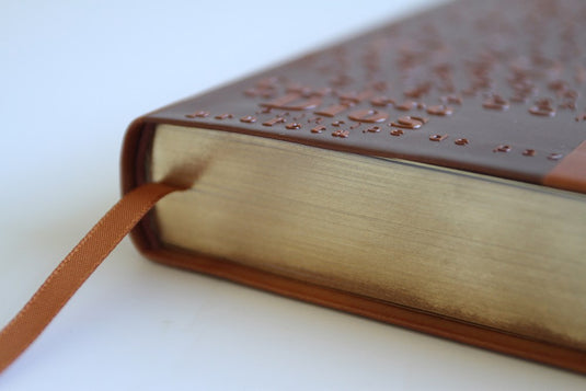 Biblia RVR 1960, Letra Grande, Tamaño Manual, simil piel canela con nombres de Dios