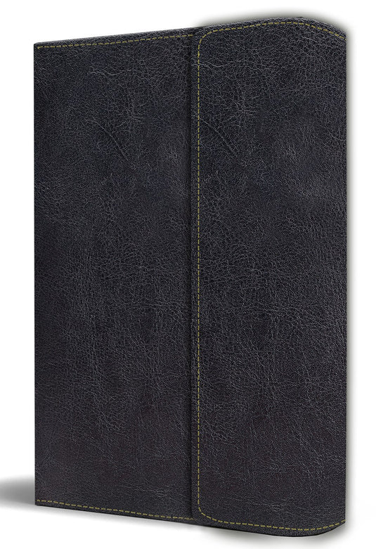 Biblia RVR 1960, Tamaño Manual, Letra Grande, símil negro con solapa e imán