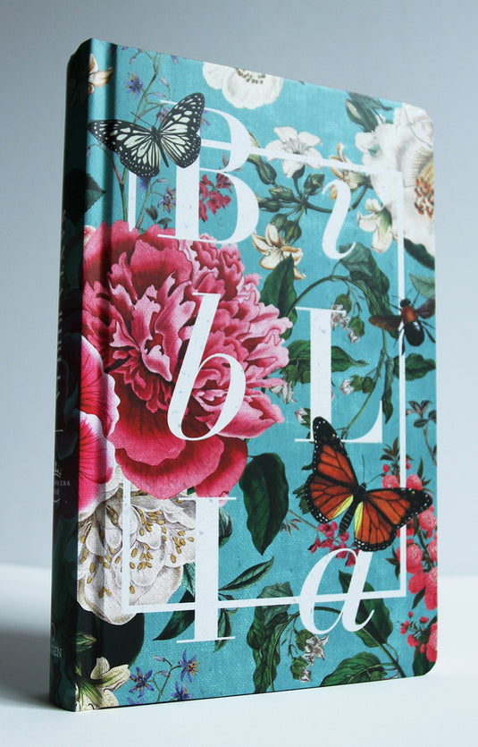 Biblia RVR 1960, Letra Grande, Tamaño Manual, tapa dura flores y mariposas