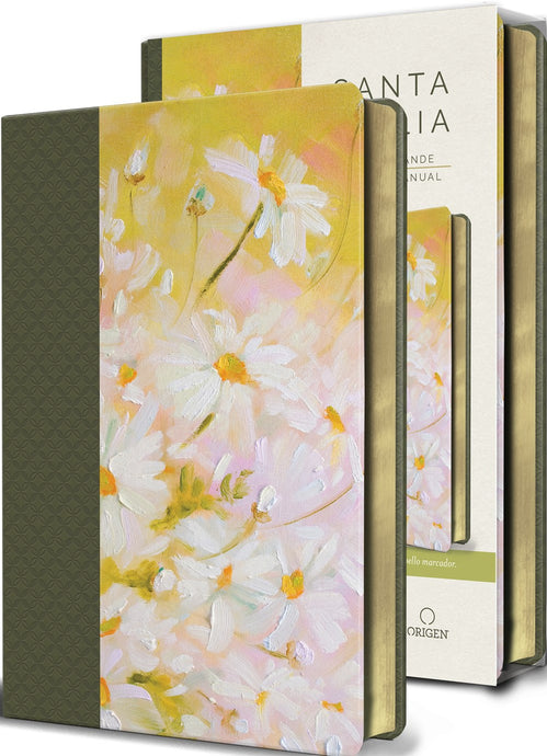 Biblia ultrafina RVR 1960, Letra Grande, Tamaño Manual, imitación piel verde con flores