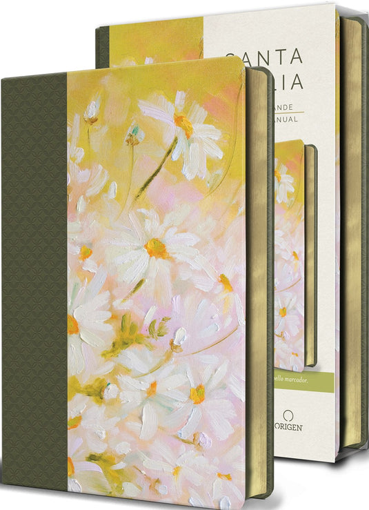 Biblia ultrafina RVR 1960, Letra Grande, Tamaño Manual, imitación piel verde con flores