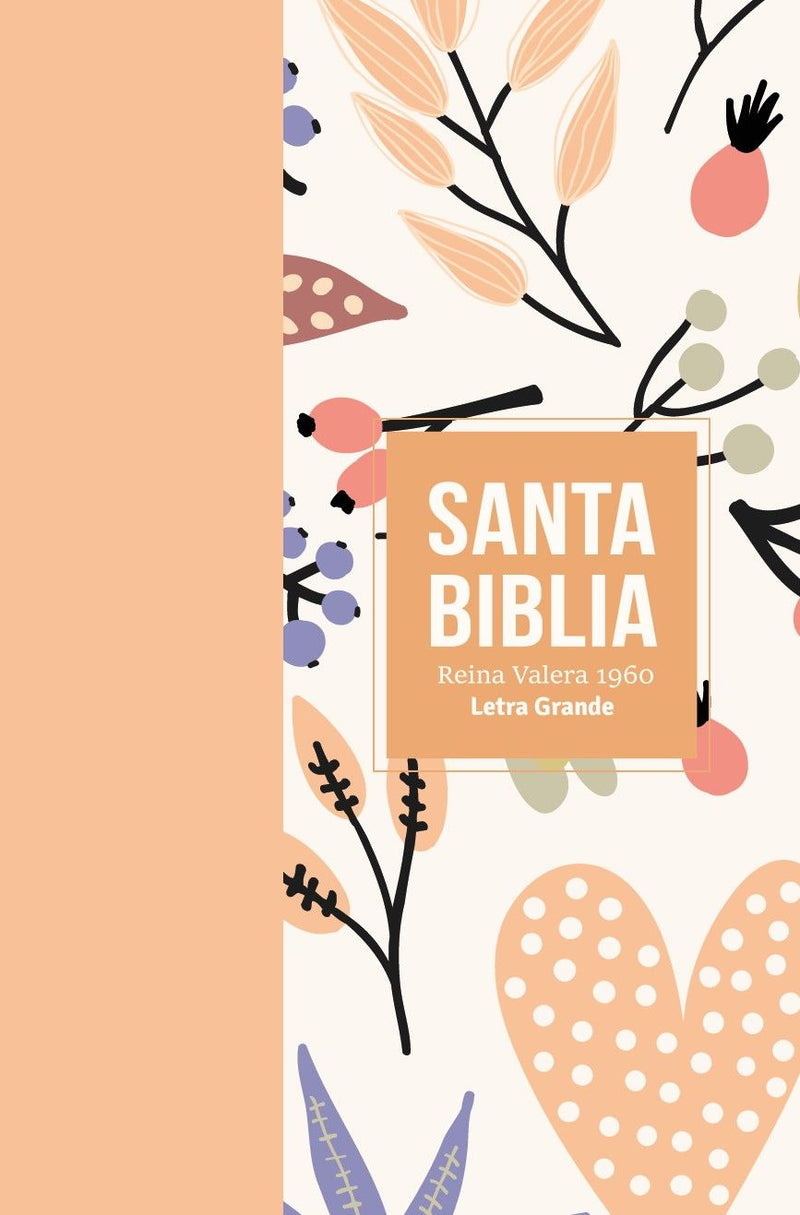 Cargue la imagen en el visor de la galería, Biblia RVR 1960, Tamaño manual, Letra Grande, imitación piel naranja corazón
