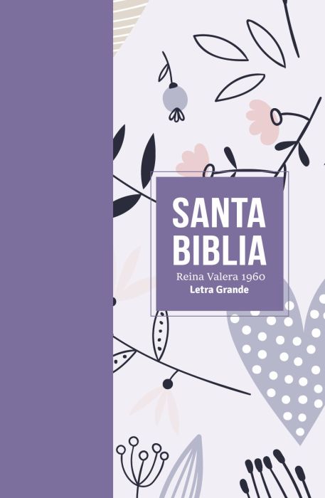 Biblia RVR 1960, Tamaño manual, Letra Grande, imitación piel lila corazón