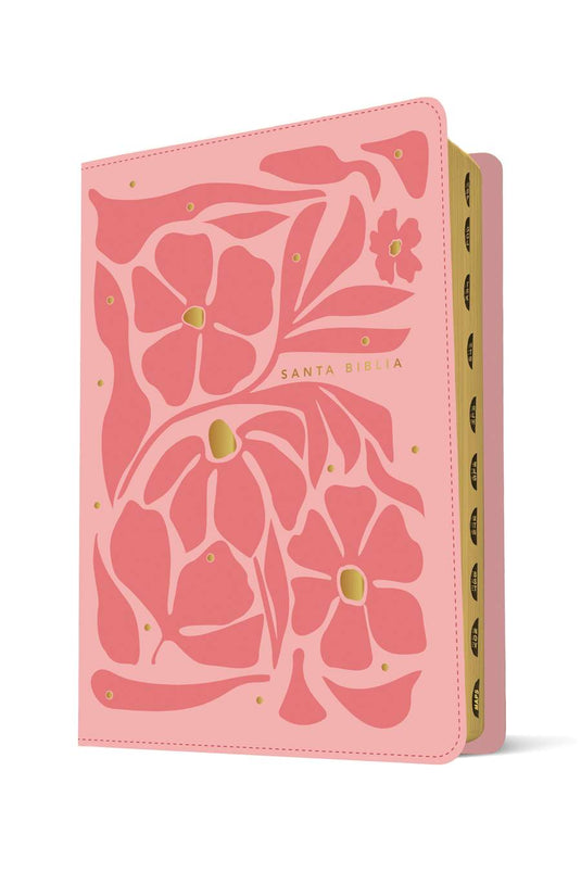 Biblia NTV con Filament, Ultrafina, con índice, Letra Grande, SentiPiel rosa flores