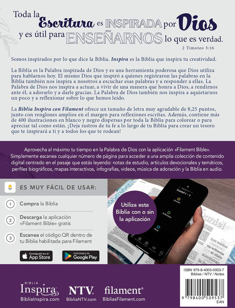 Cargue la imagen en el visor de la galería, Biblia Inspira con Filament NTV (SentiPiel Lavanda)
