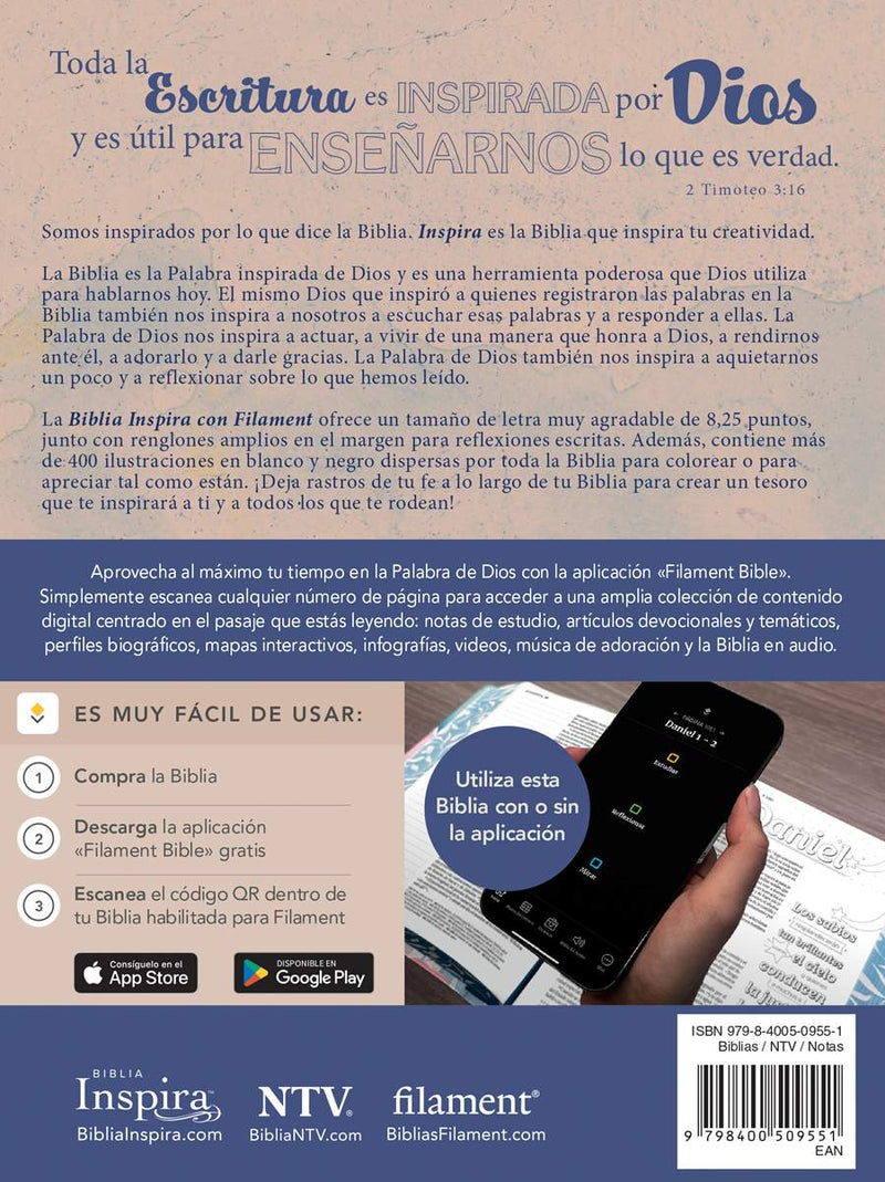 Cargue la imagen en el visor de la galería, Biblia Inspira con Filament NTV (SentiPiel Acuarela rosa)
