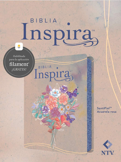 Biblia Inspira con Filament NTV (SentiPiel Acuarela rosa)