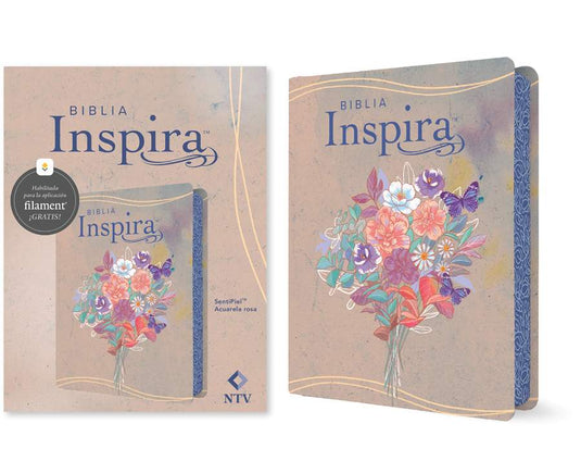 Biblia Inspira con Filament NTV (SentiPiel Acuarela rosa)