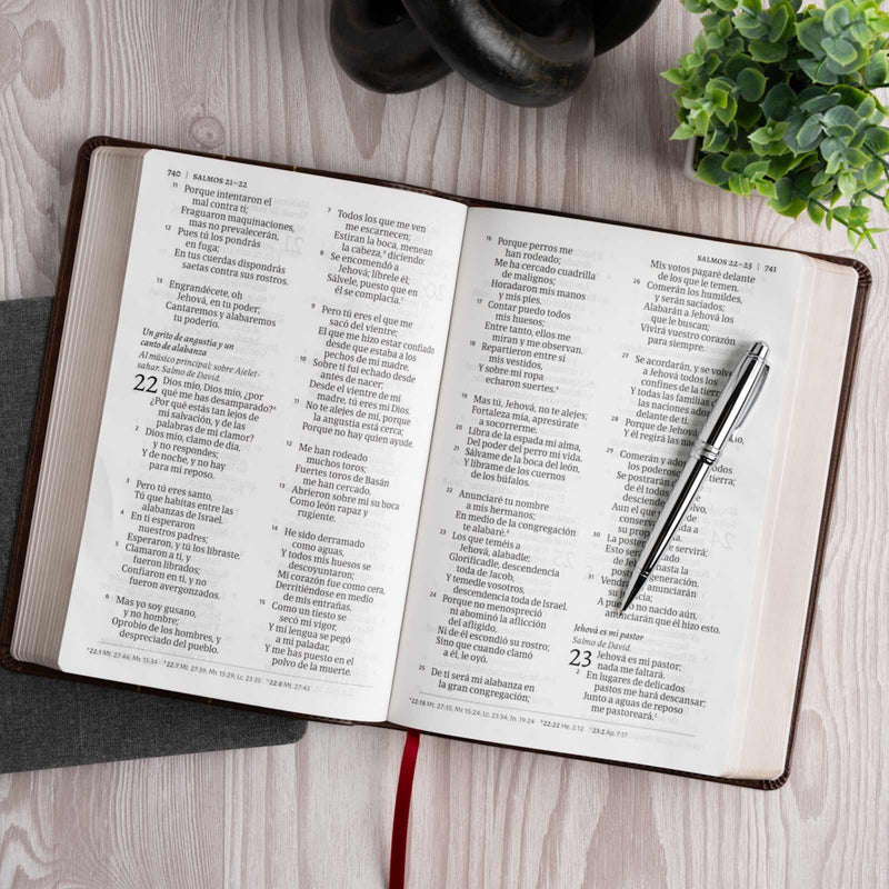 Cargue la imagen en el visor de la galería, Biblia de credos y confesiones RVR 1960, simil piel café
