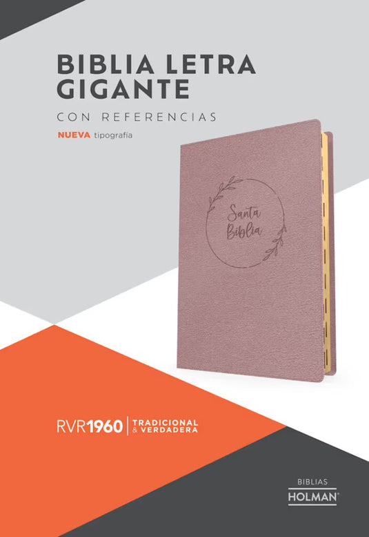 Biblia RVR 1960, con índice, Letra Gigante, imitación piel rosa perla