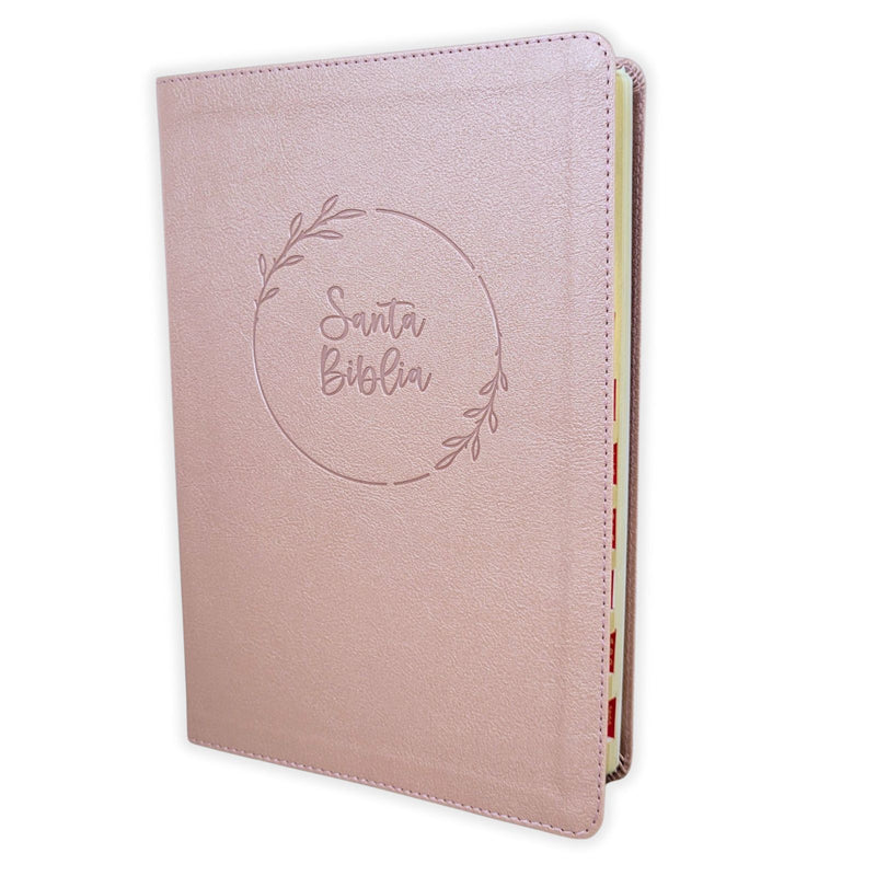 Cargue la imagen en el visor de la galería, Biblia RVR 1960, con índice, Letra Gigante, imitación piel rosa perla
