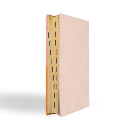 Biblia de Estudio Arcoíris RVR 1960, con índice, símil piel rosa cuarzo