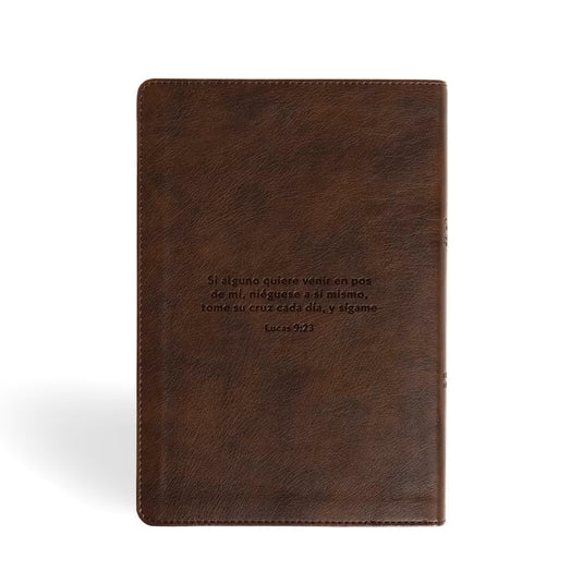 Biblia RVR 1960, Letra Grande, Tamaño Manual, edición especial, símil piel café cruz