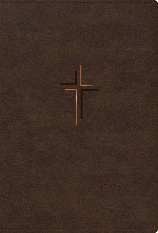 Biblia RVR 1960, Letra Grande, Tamaño Manual, edición especial, símil piel café cruz