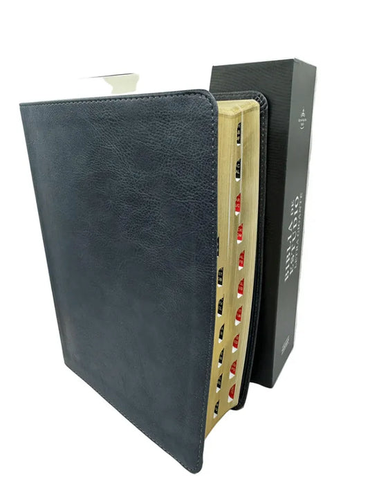 Biblia de Estudio RVR 1960, Letra Gigante, con índice, símil piel gris
