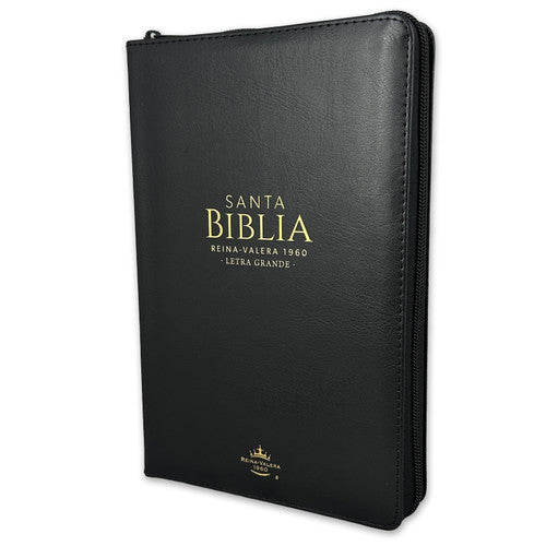 Santa Biblia RVR 1960, Letra Grande, Cierre zíper, i/piel negro