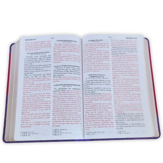 Biblia RVR 1960, Tamaño manual, Letra Grande, imitación piel bitono morada