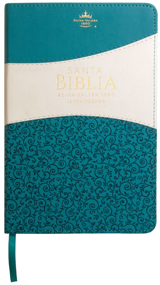 Cargue la imagen en el visor de la galería, Santa Biblia RVR 1960, Tamaño Manual, Letra Grande, i/piel turquesa/blanco con índice
