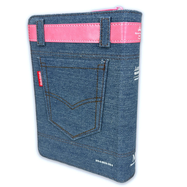 Cargue la imagen en el visor de la galería, Santa Biblia RVR 1960, Jean Cinturón rosa, Cierre Zíper
