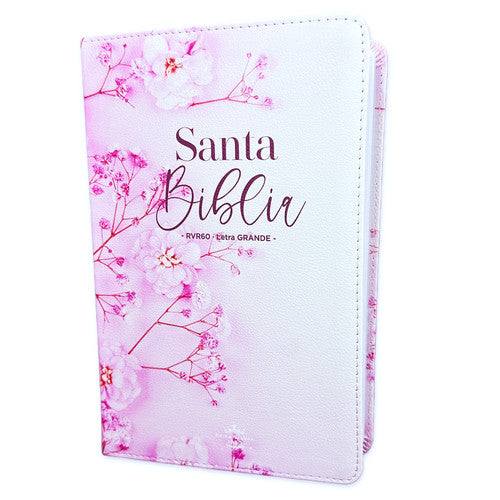 Cargue la imagen en el visor de la galería, Santa Biblia RVR 1960, Tamaño Manual, Letra Grande, i/piel Flores rosas
