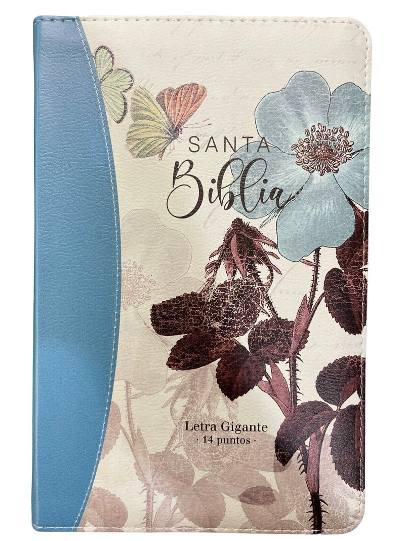 Cargue la imagen en el visor de la galería, Biblia RVR 1960, Cierre zíper, Letra Gigante, imitación piel turquesa Flores
