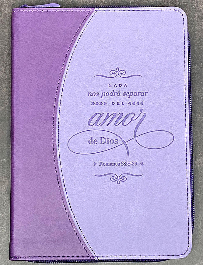 Cargue la imagen en el visor de la galería, Libreta con cierre de zíper Amor de Dios, imitación piel lila
