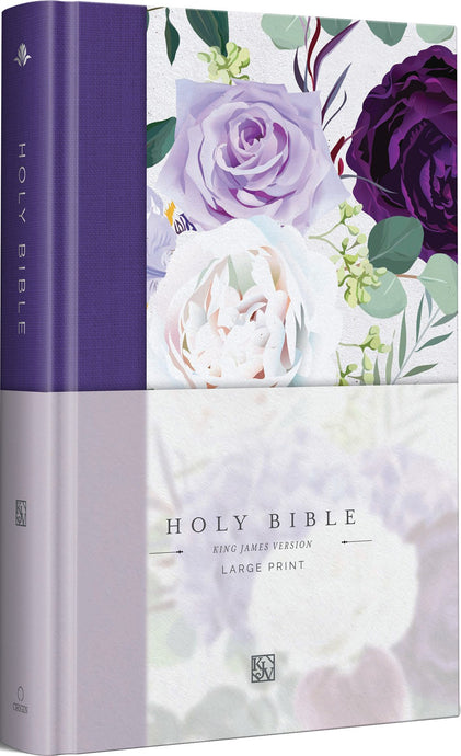 KJV Holy Bible, Large Print, Purple Cloth Hardcover with Floral Design (Biblia en inglés)