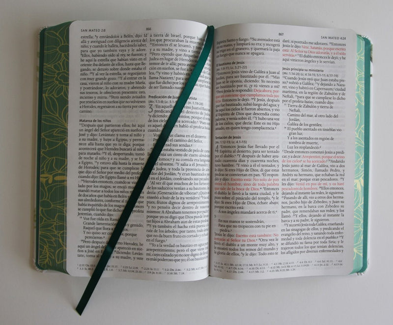 Cargue la imagen en el visor de la galería, Biblia RVR 1960, Letra Grande, Tamaño Manual, tapa dura blanca flores
